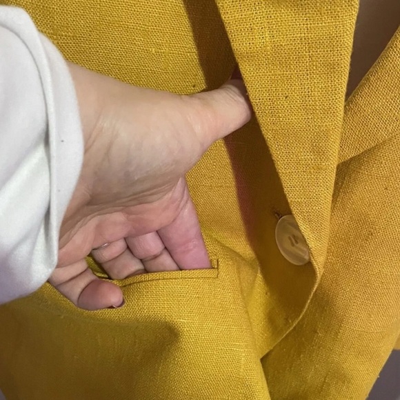 Vintage Mustard Yellow Linen Blazer NWT Size 9/10 International Scene 80s - Picture 8 of 13